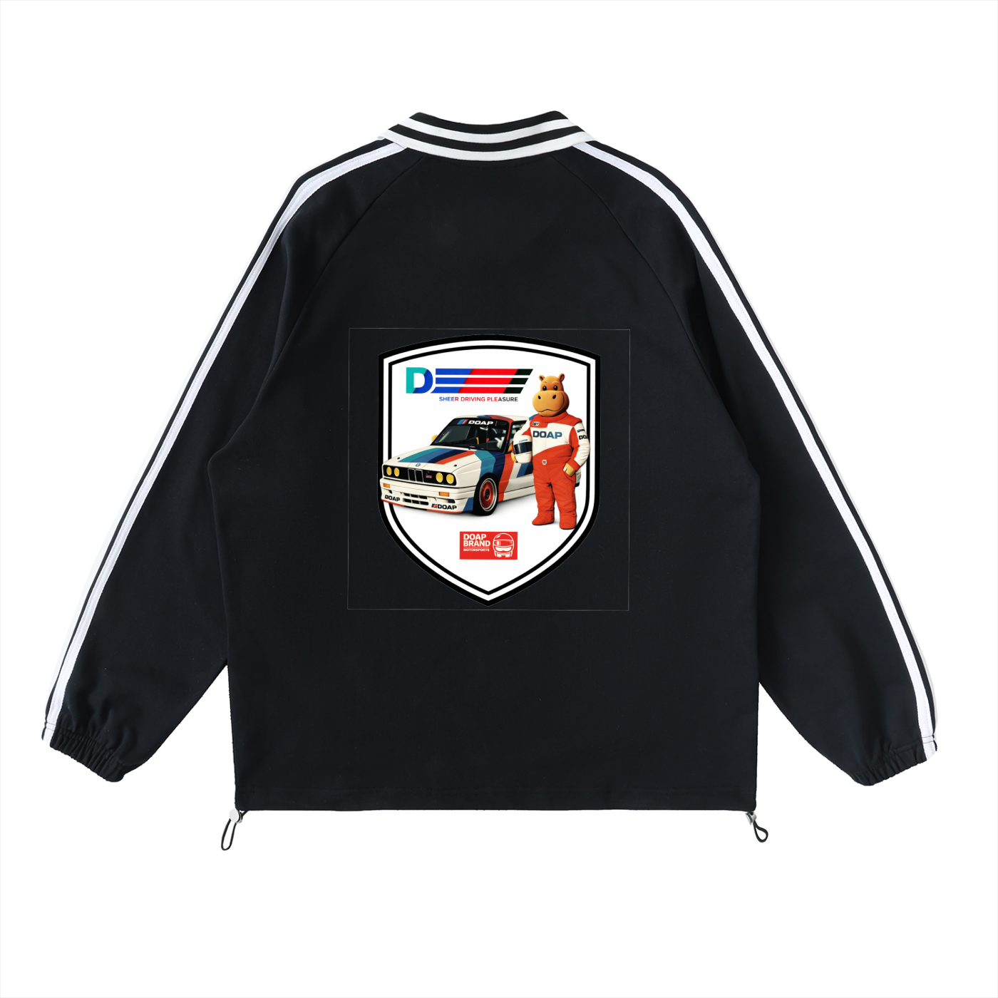 DOAP Motorsport Striped Lapel Collar Sweatshirt Black