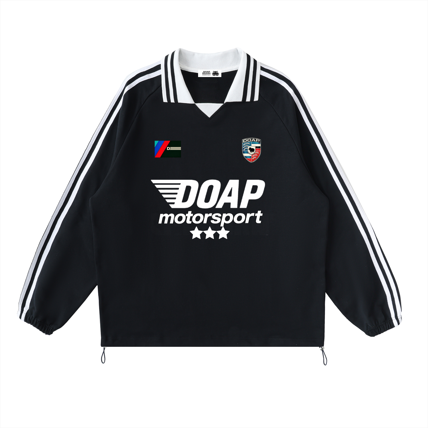 DOAP Motorsport Striped Lapel Collar Sweatshirt Black