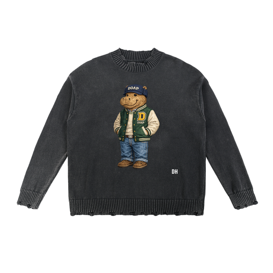 DOAP Hippo Varsity Hand-Frayed Sweater